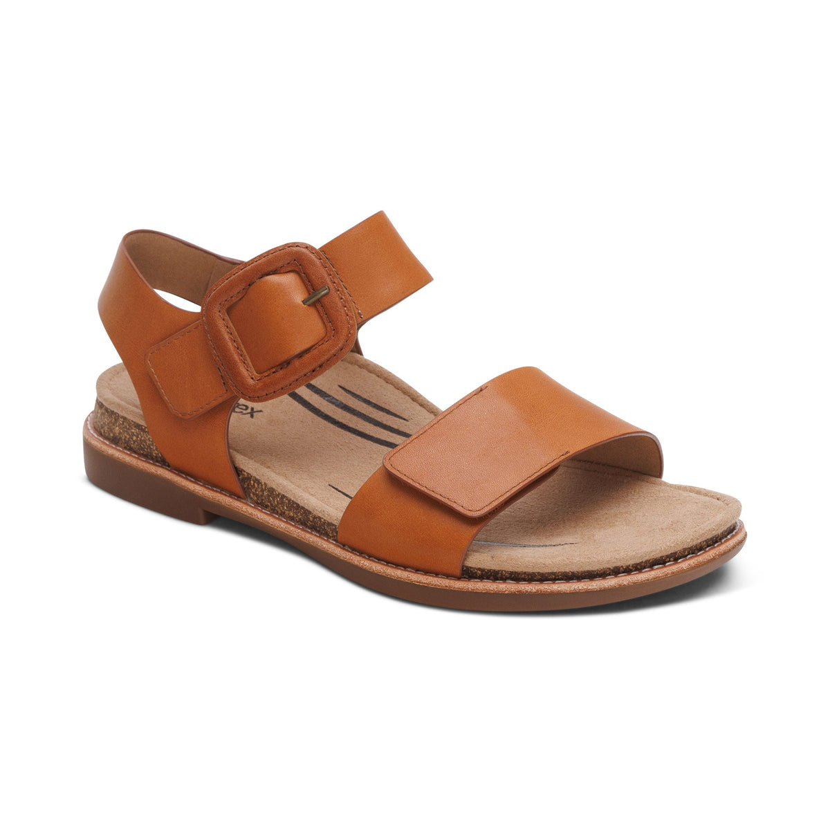 Aetrex Claire Quarter Strap Sandal - Cognac