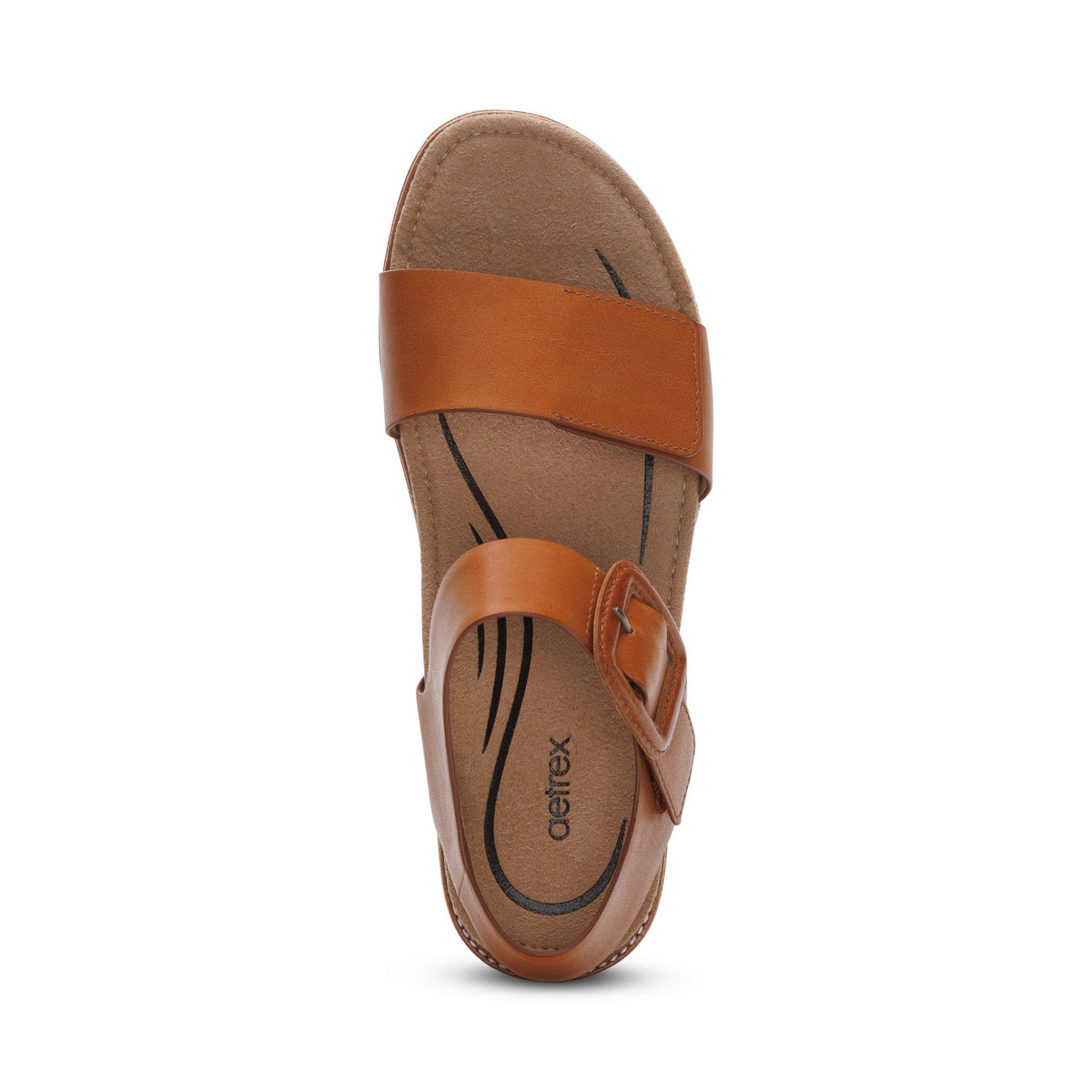 Aetrex Claire Quarter Strap Sandal - Cognac