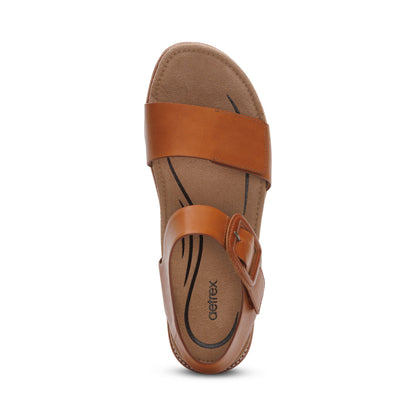 Aetrex Claire Quarter Strap Sandal - Cognac