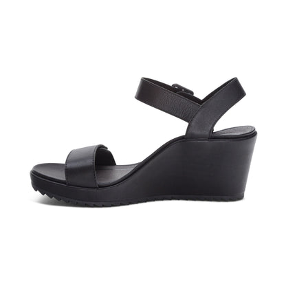 Aetrex Andrea Quarter Strap Wedge  - Black