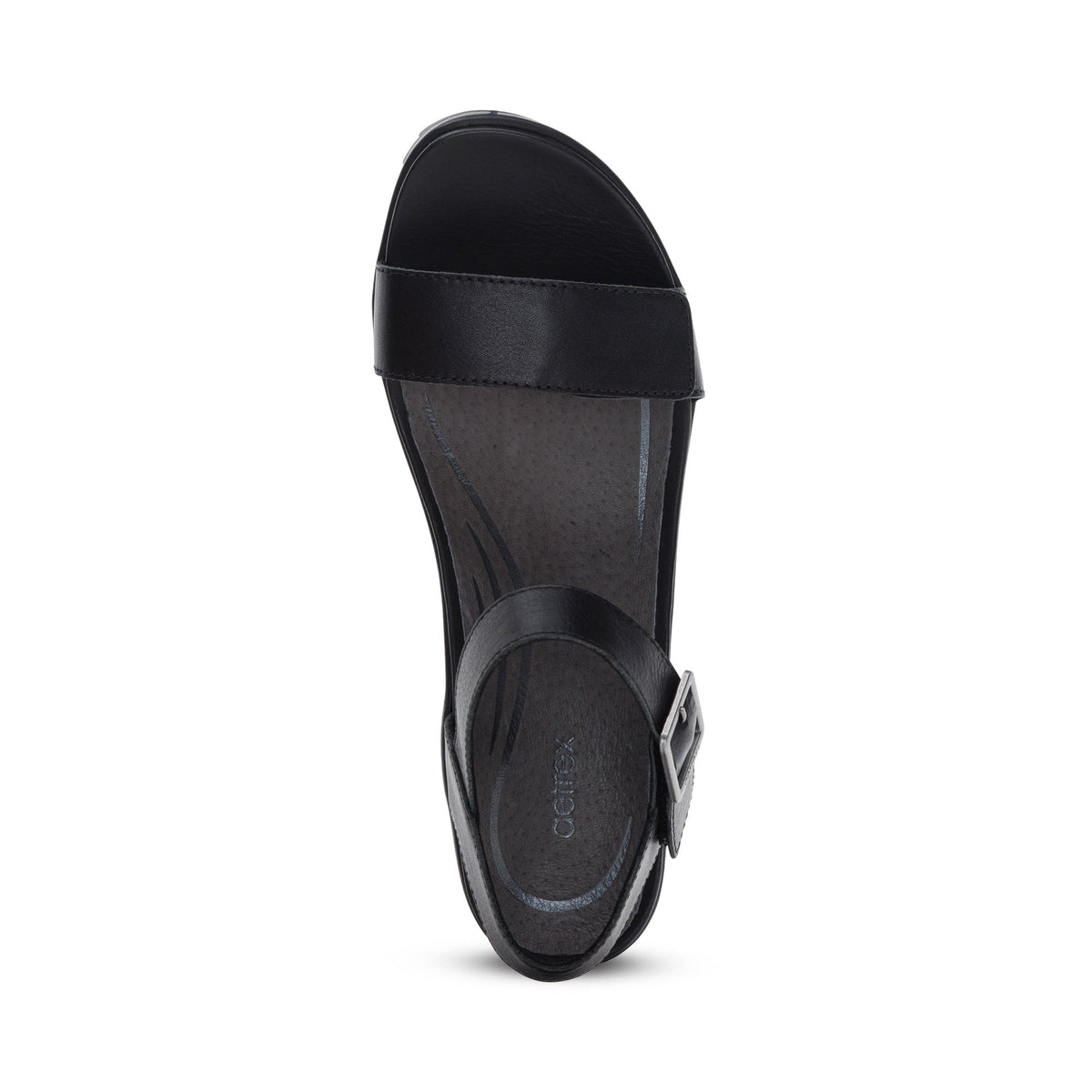 Aetrex Andrea Quarter Strap Wedge  - Black