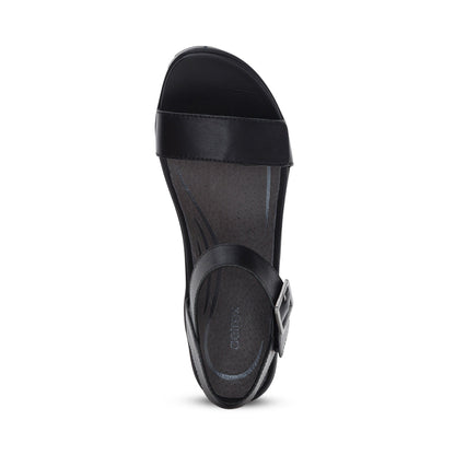 Aetrex Andrea Quarter Strap Wedge  - Black
