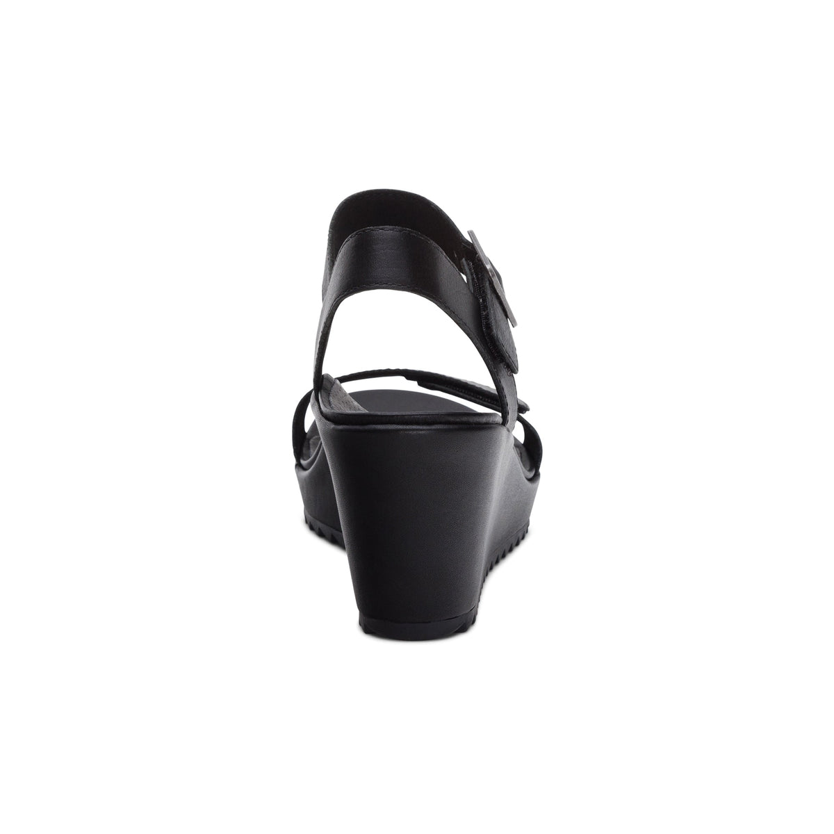 Aetrex Andrea Quarter Strap Wedge  - Black