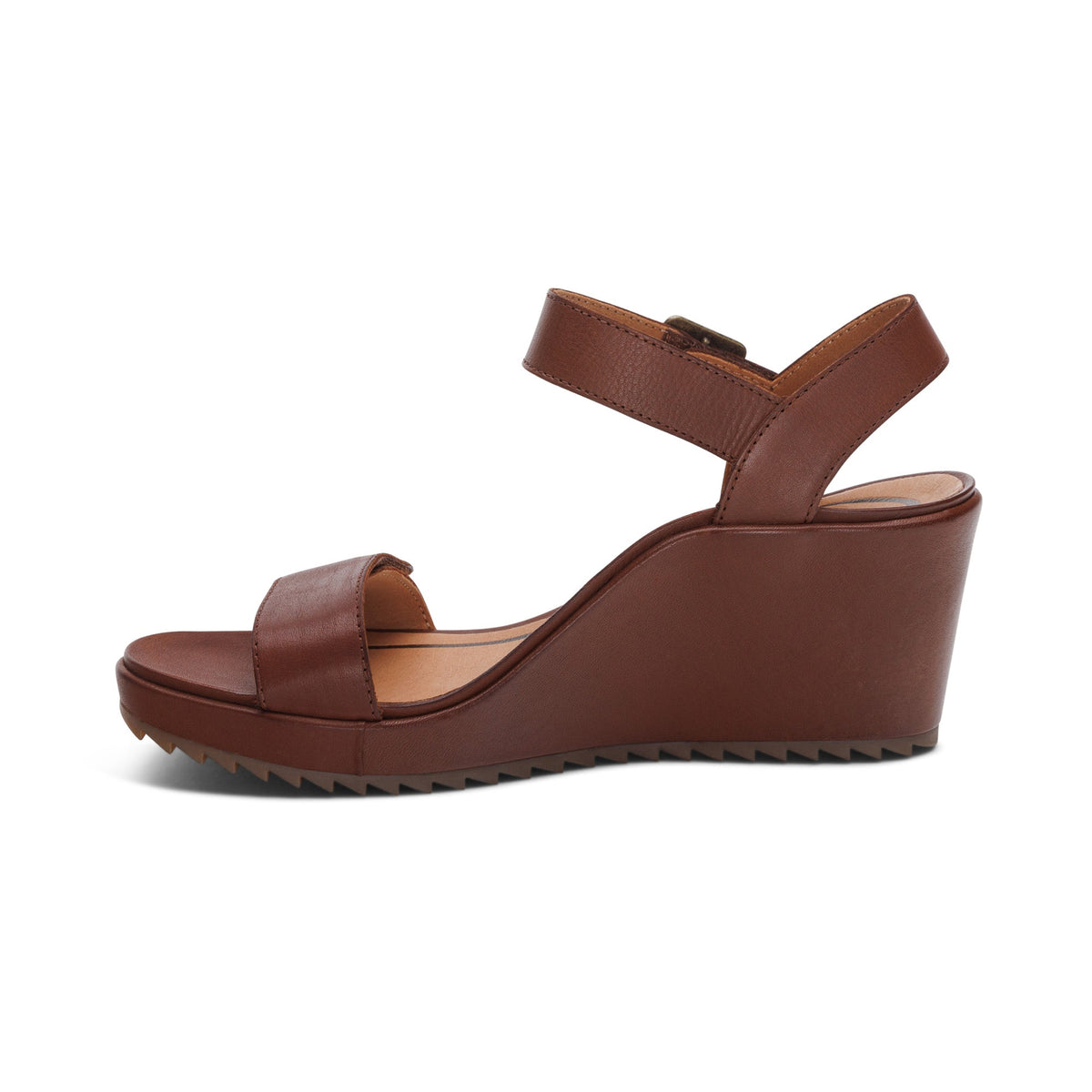 Aetrex Andrea Quarter Strap Wedge  - Walnut