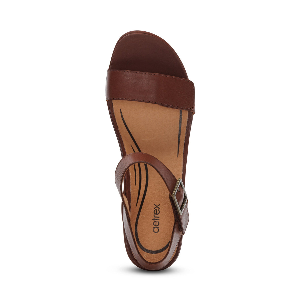 Aetrex Andrea Quarter Strap Wedge  - Walnut