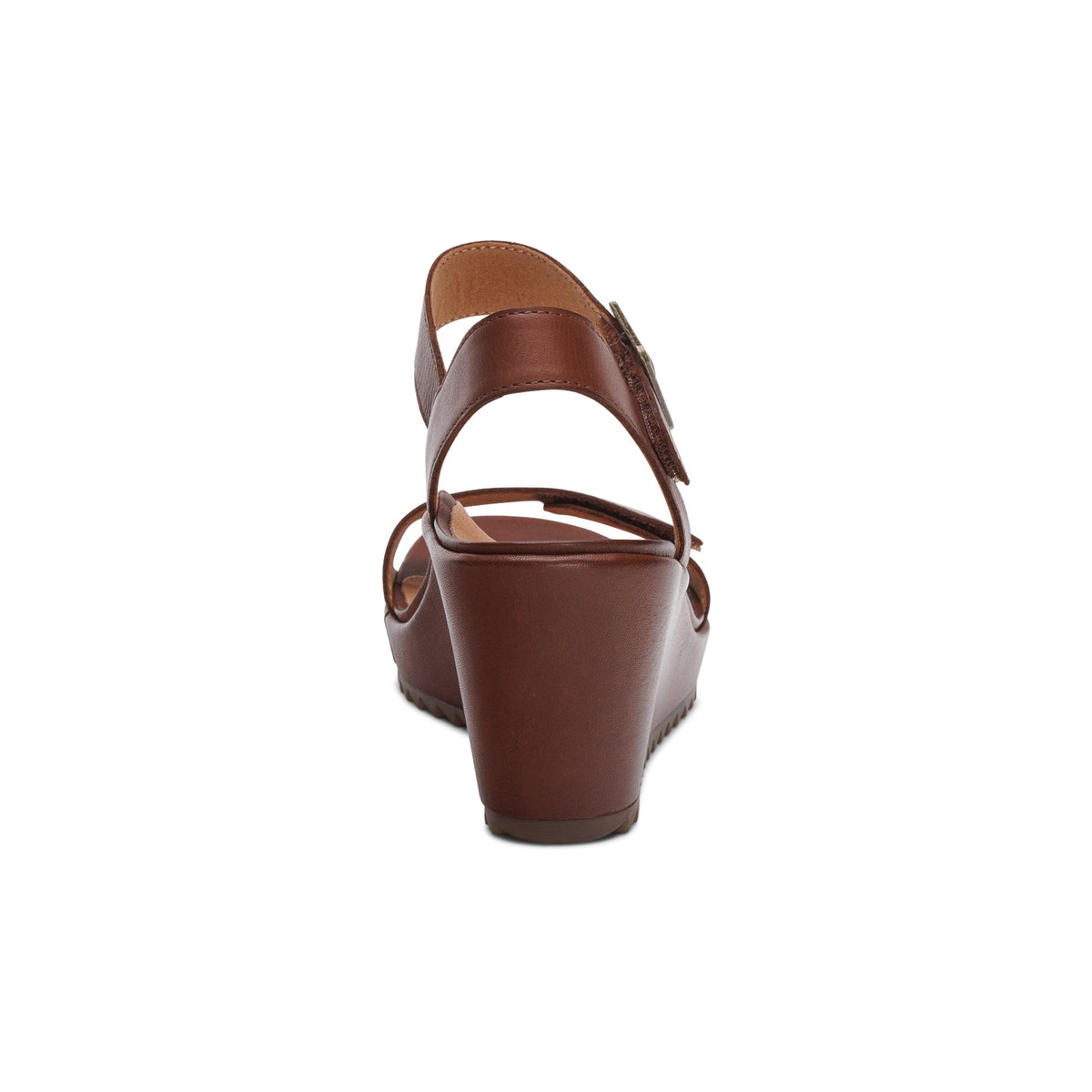 Aetrex Andrea Quarter Strap Wedge  - Walnut