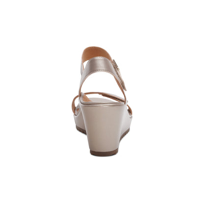 Aetrex Andrea Quarter Strap Wedge  - Platinum