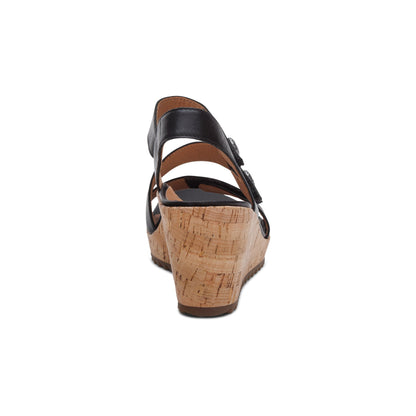 Aetrex Madelyn Quarter Strap Wedge  - Black