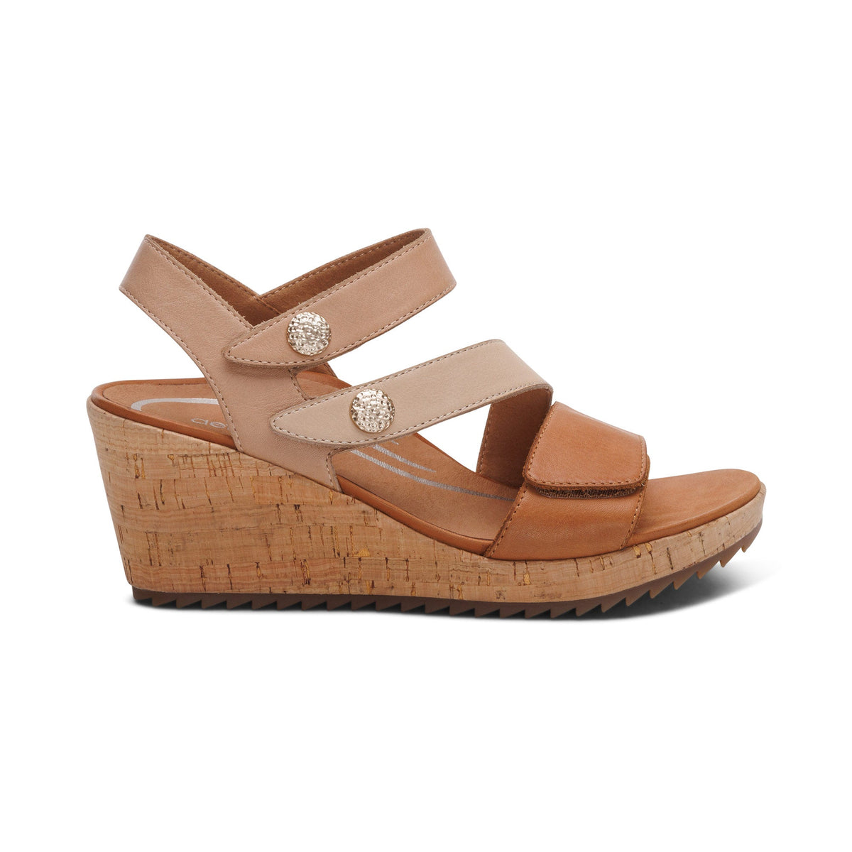 Aetrex Madelyn Quarter Strap Wedge  - Ginger Multi