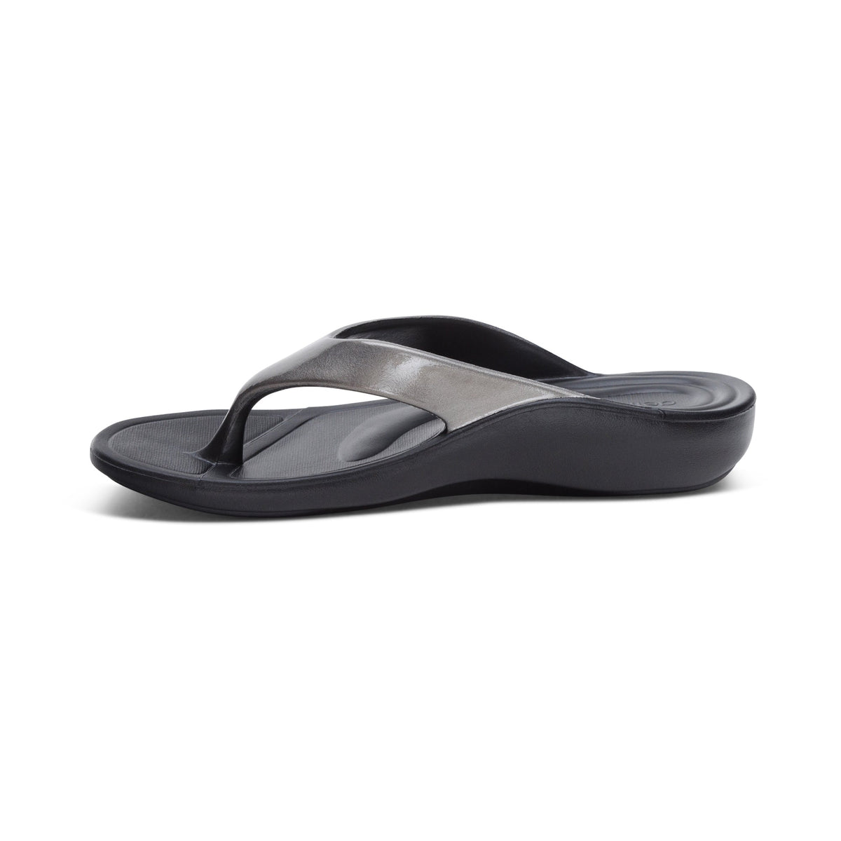 Aetrex Maui Orthotic Women's Flips - Pewter Metallic