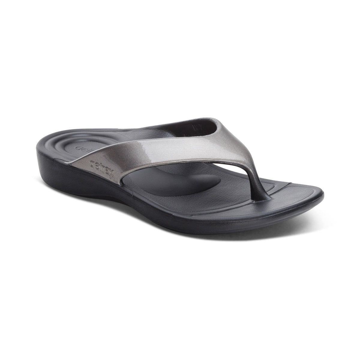 Aetrex Maui Orthotic Women's Flips - Pewter Metallic