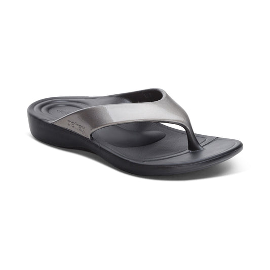 Aetrex Maui Orthotic Women's Flips - Pewter Metallic