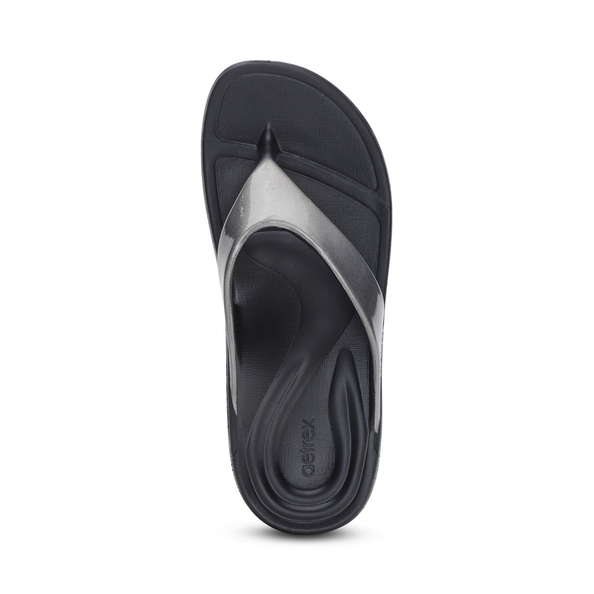 Aetrex Maui Orthotic Women's Flips - Pewter Metallic