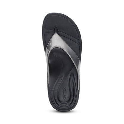 Aetrex Maui Orthotic Women's Flips - Pewter Metallic