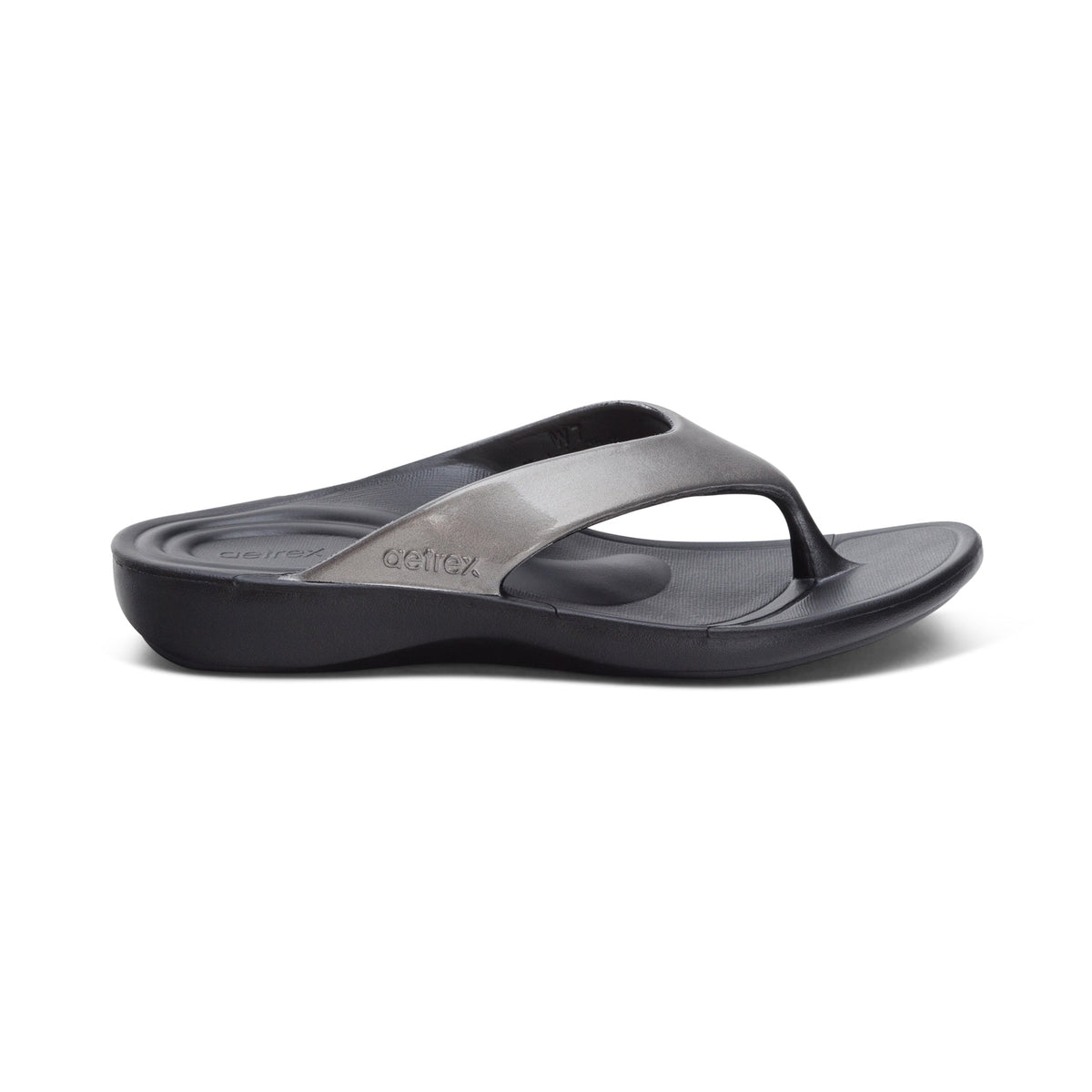 Aetrex Maui Orthotic Women's Flips - Pewter Metallic
