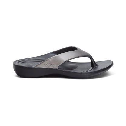 Aetrex Maui Orthotic Women's Flips - Pewter Metallic