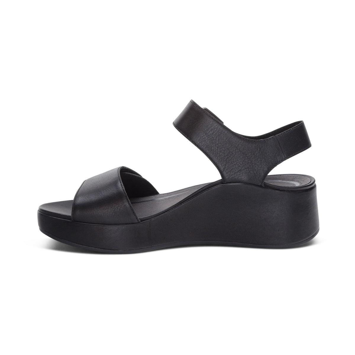 Aetrex Ariel Adjustable Quarter Strap Wedge  - Black