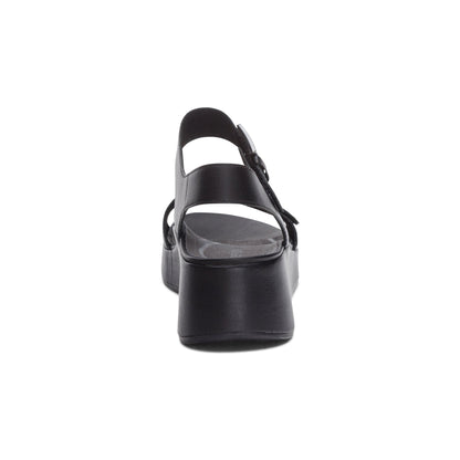Aetrex Ariel Adjustable Quarter Strap Wedge  - Black