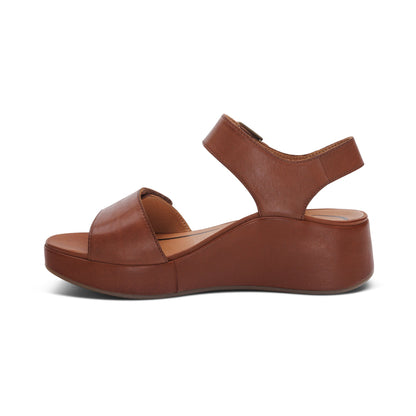 Aetrex Ariel Adjustable Quarter Strap Wedge  - Dark Brown