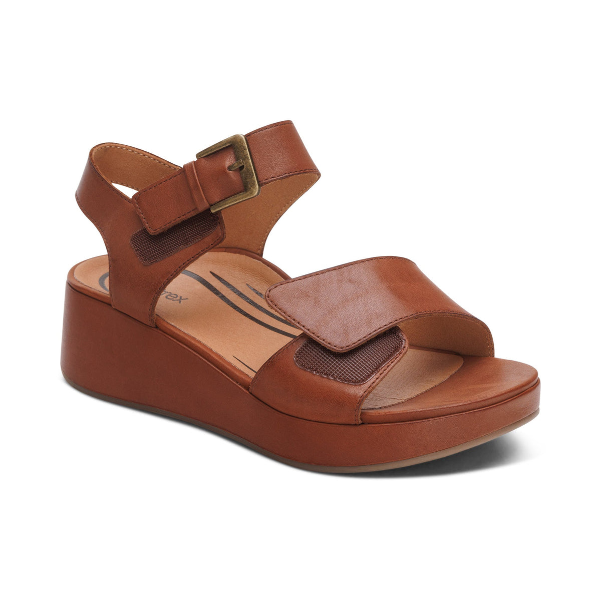 Aetrex Ariel Adjustable Quarter Strap Wedge  - Dark Brown