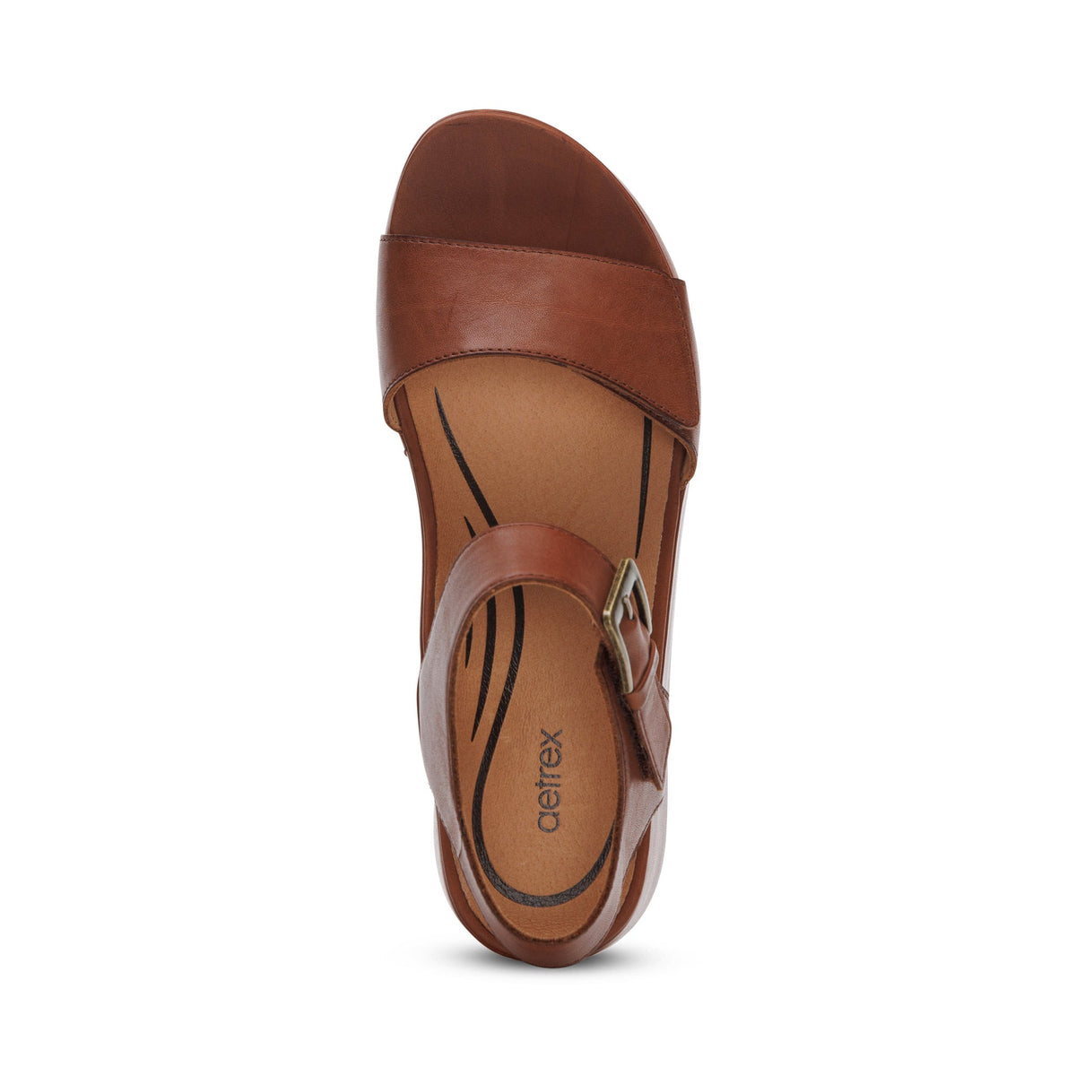 Aetrex Ariel Adjustable Quarter Strap Wedge  - Dark Brown