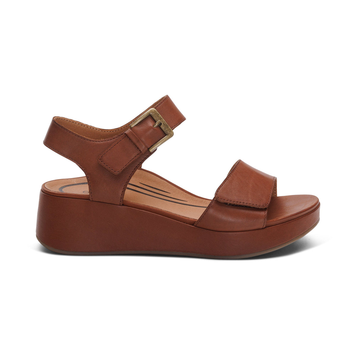 Aetrex Ariel Adjustable Quarter Strap Wedge  - Dark Brown