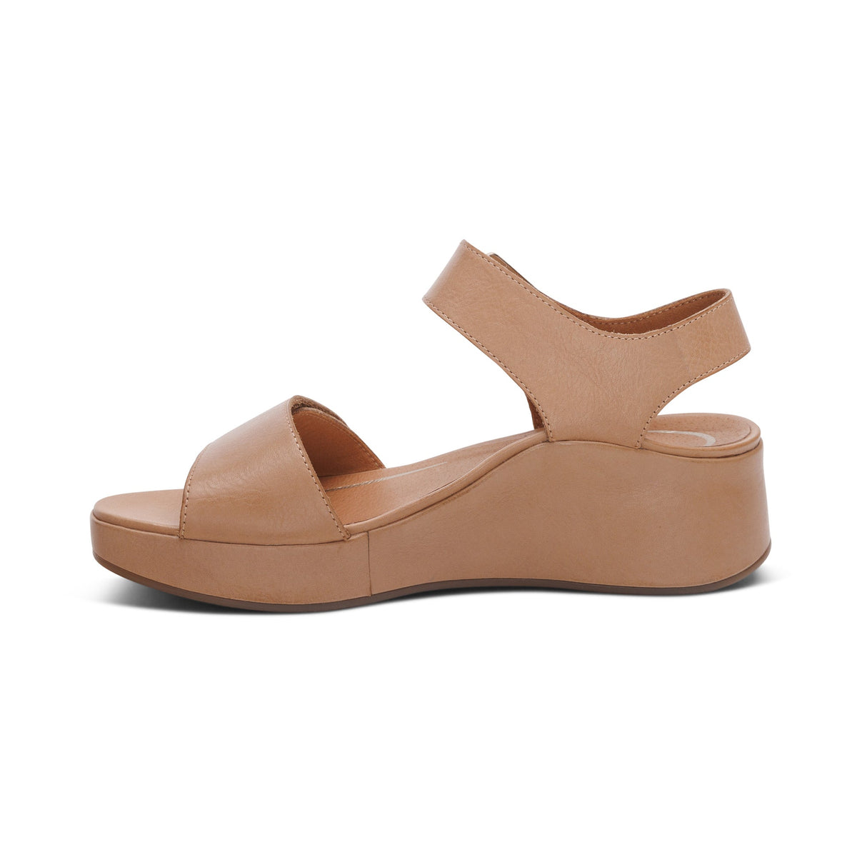 Aetrex Ariel Adjustable Quarter Strap Wedge  - Sand