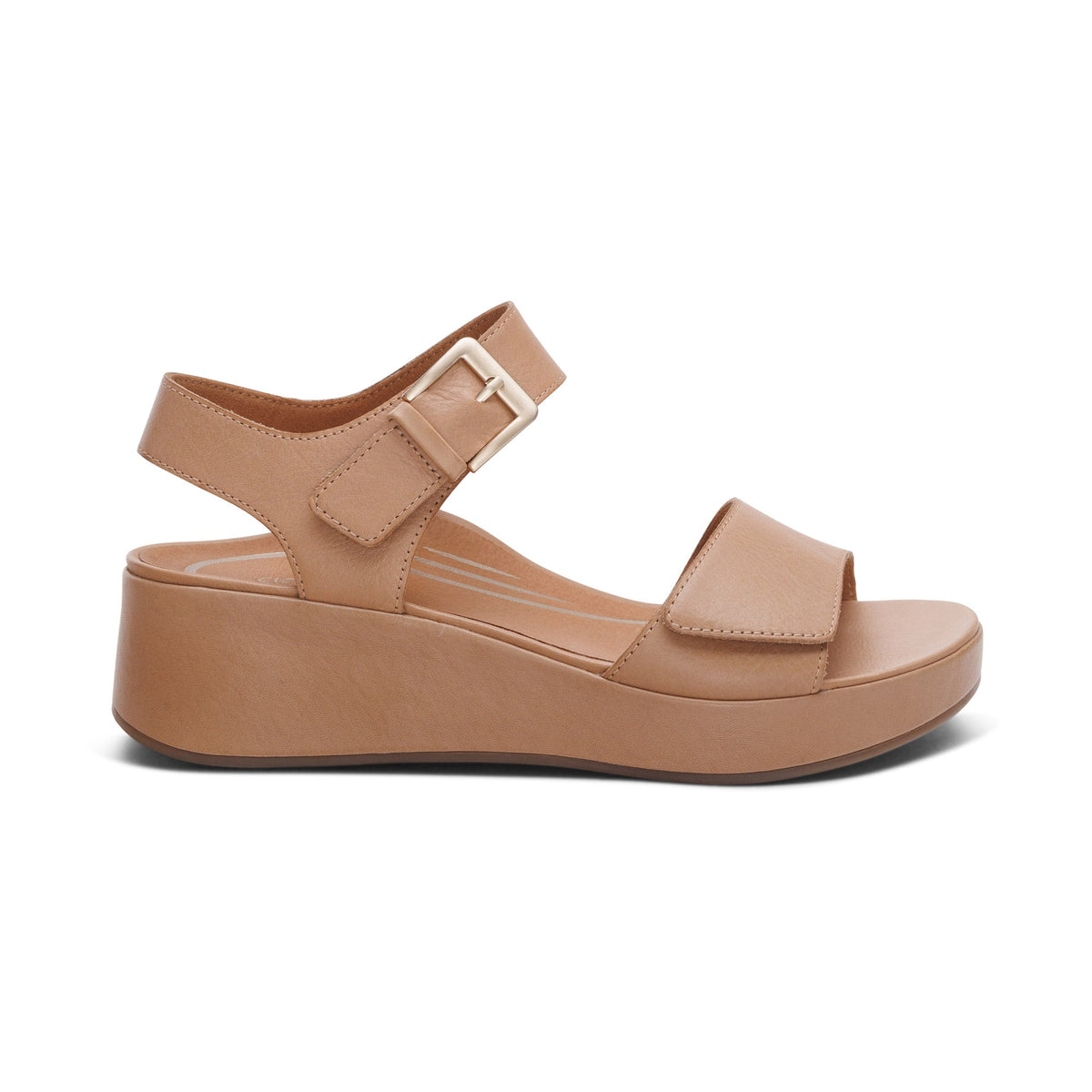 Aetrex Ariel Adjustable Quarter Strap Wedge  - Sand
