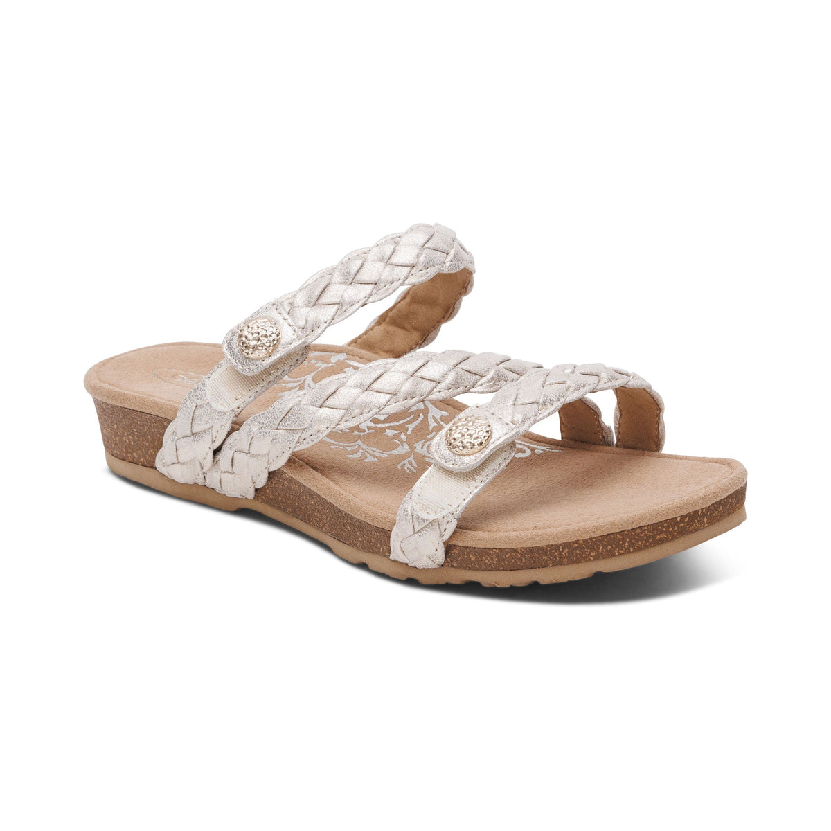 Aetrex Josie Braided Slide - Champagne