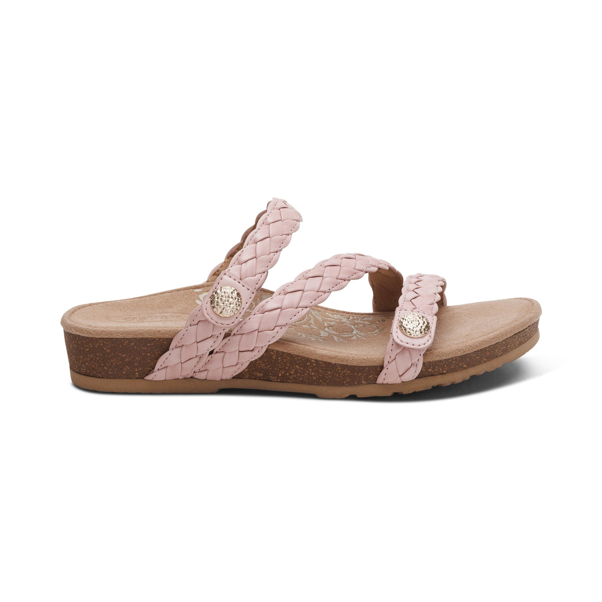 Aetrex Josie Braided Slide - Rose