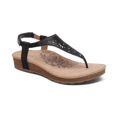 Aetrex Evelyn Thong Sandal - Black