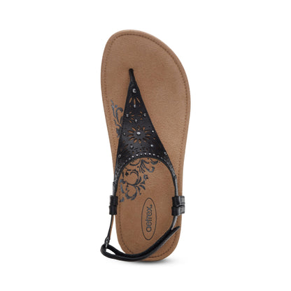 Aetrex Evelyn Thong Sandal - Black