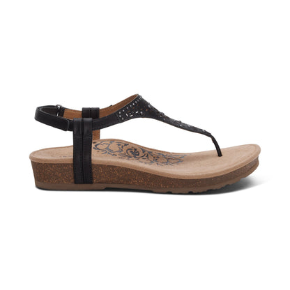 Aetrex Evelyn Thong Sandal - Black