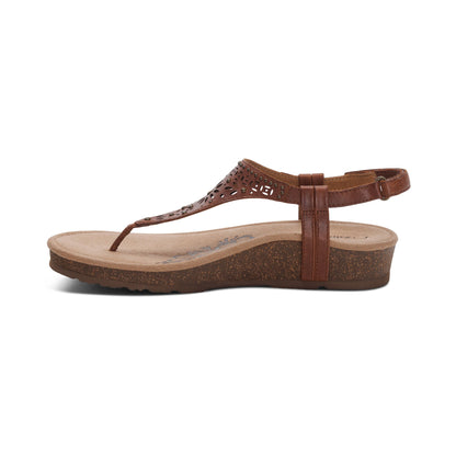 Aetrex Evelyn Thong Sandal - Walnut