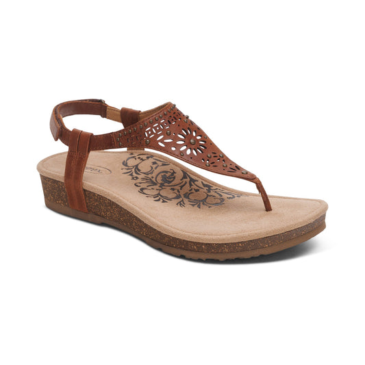 Aetrex Evelyn Thong Sandal - Walnut