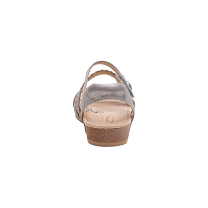 Aetrex Jillian Braided Quarter Strap Sandal - Brushed Silver