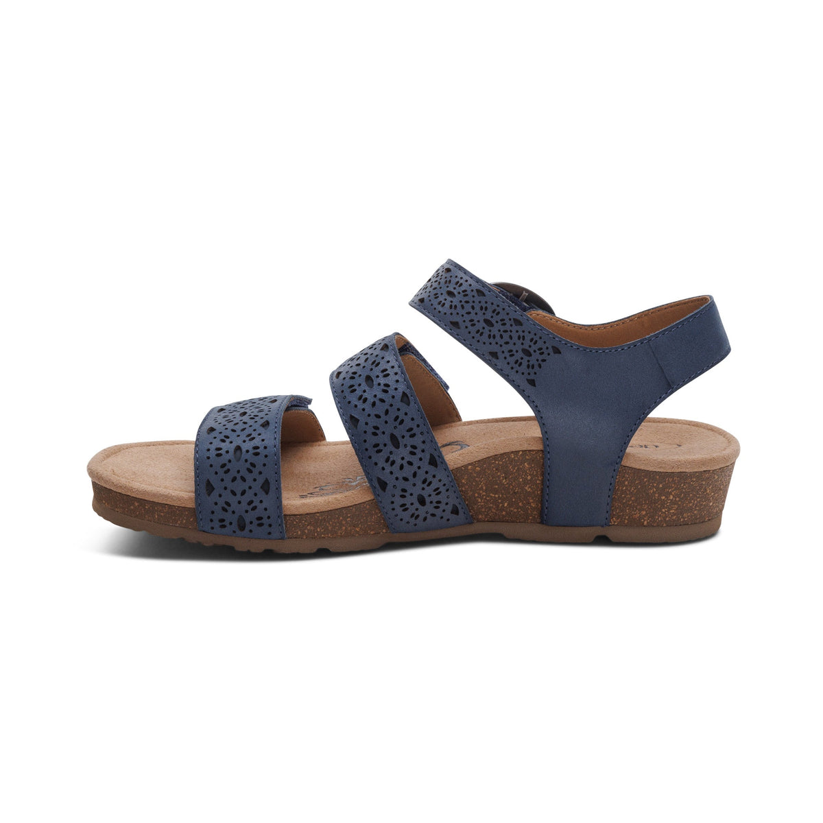 Aetrex Lilly Adjustable Quarter Strap Sandal - Navy Cutout