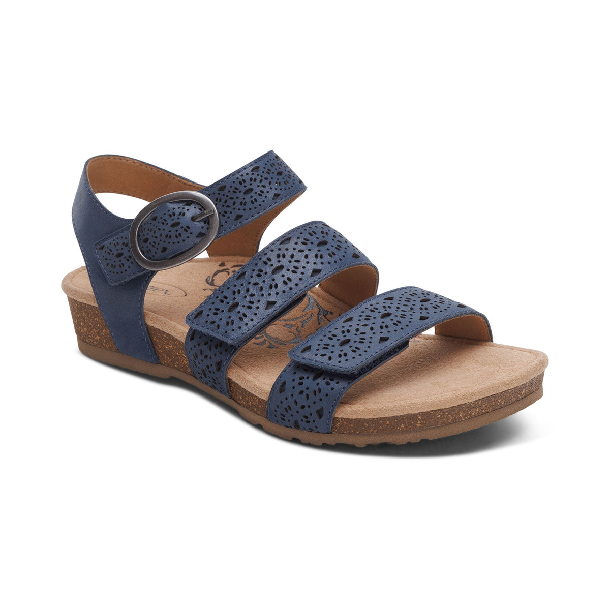 Aetrex Lilly Adjustable Quarter Strap Sandal - Navy Cutout