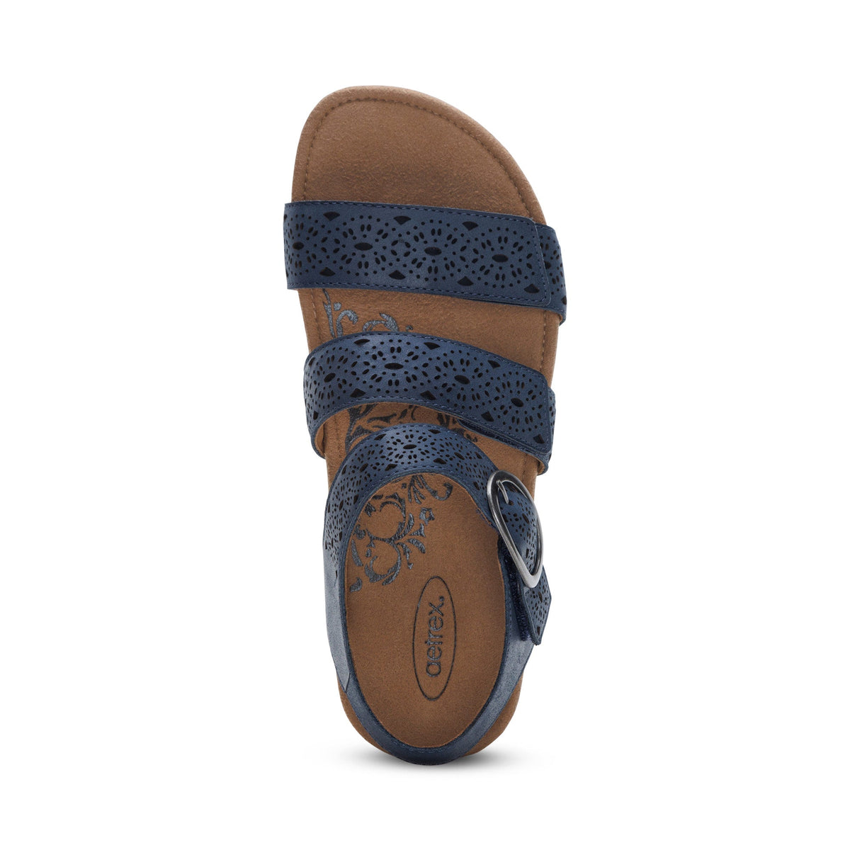 Aetrex Lilly Adjustable Quarter Strap Sandal - Navy Cutout