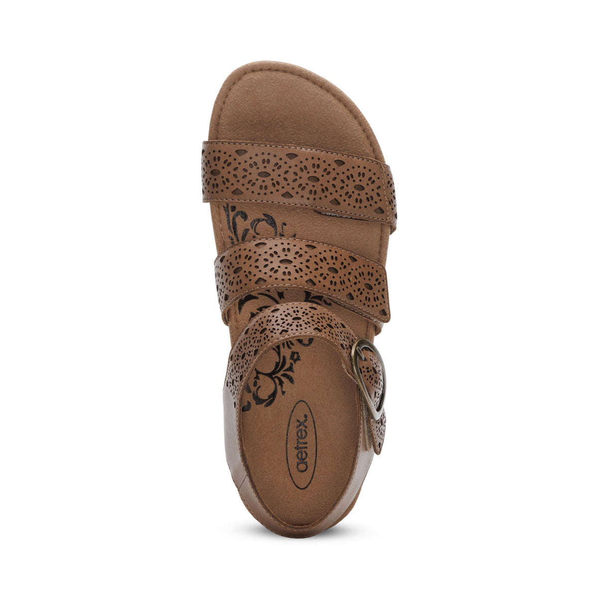 Aetrex Lilly Adjustable Quarter Strap Sandal - Taupe Cutout