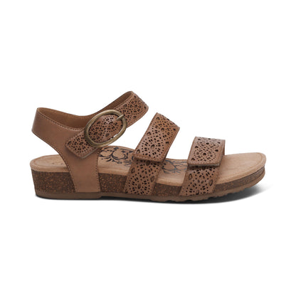 Aetrex Lilly Adjustable Quarter Strap Sandal - Taupe Cutout