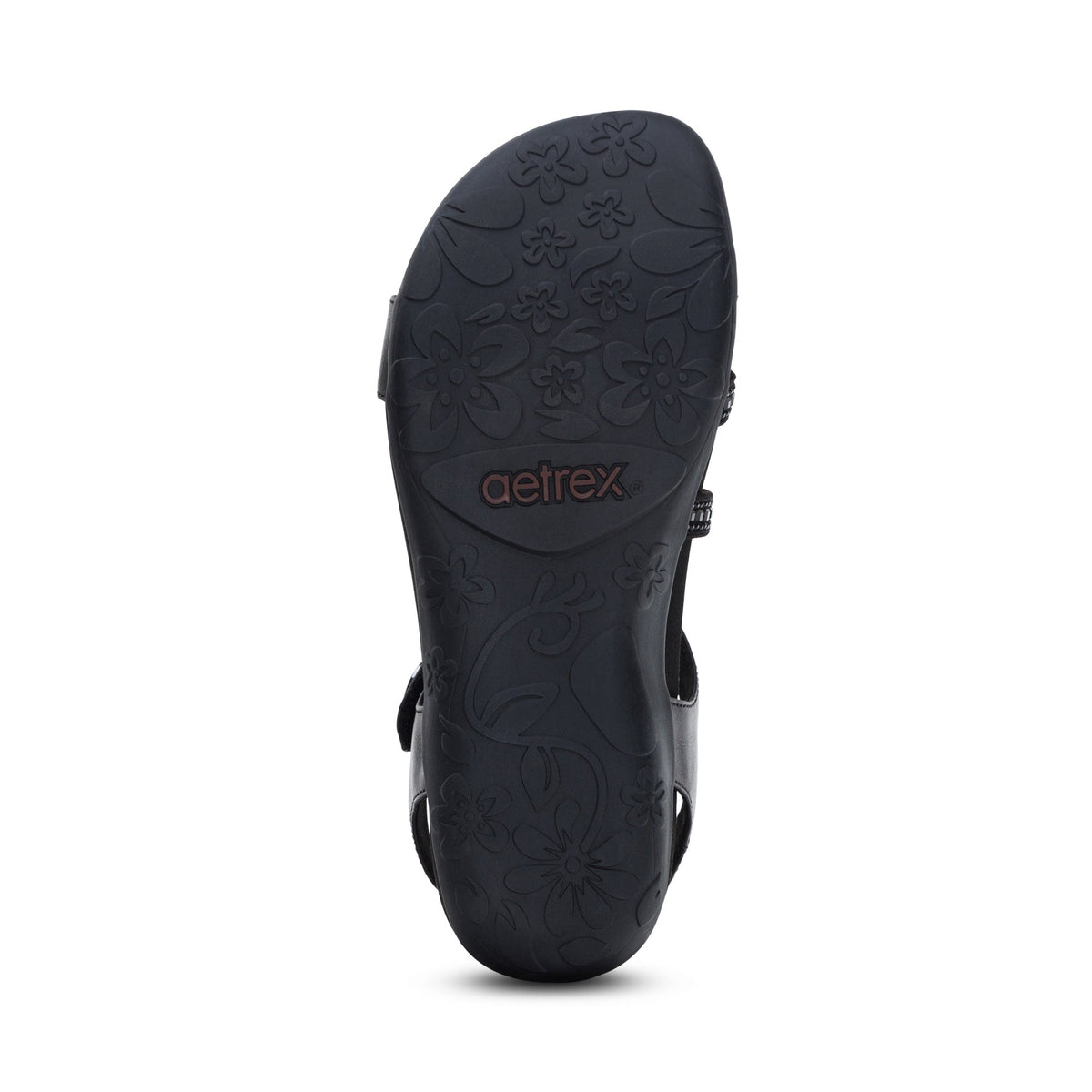 Aetrex Jess Adjustable Quarter Strap Sandal - Black Sparkle