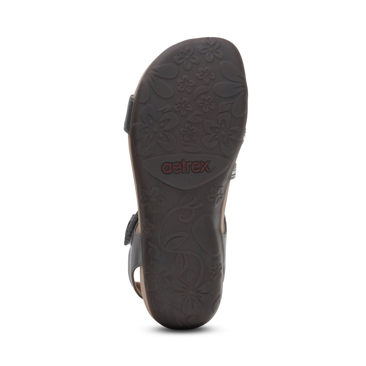 Aetrex Jess Adjustable Quarter Strap Sandal - Pewter Sparkle