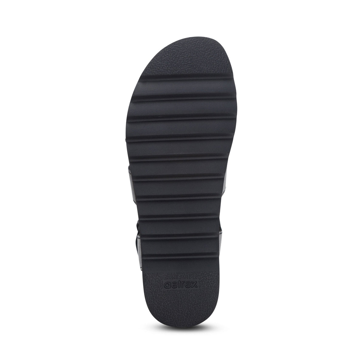 Aetrex Romy Quarter Strap Cork Flat Sandal - Black