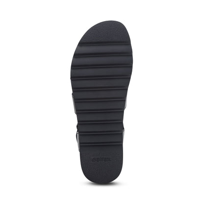Aetrex Romy Quarter Strap Cork Flat Sandal - Black