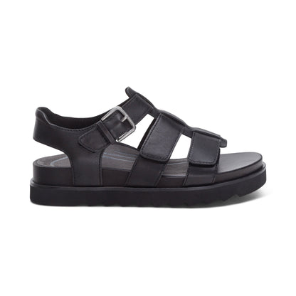 Aetrex Romy Quarter Strap Cork Flat Sandal - Black