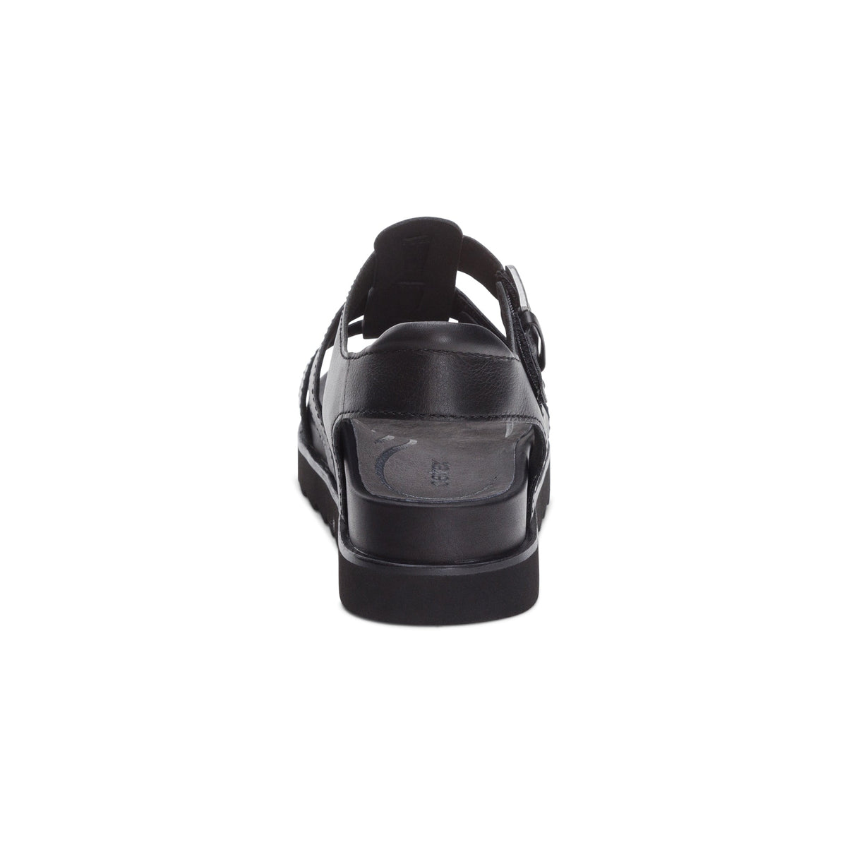 Aetrex Romy Quarter Strap Cork Flat Sandal - Black