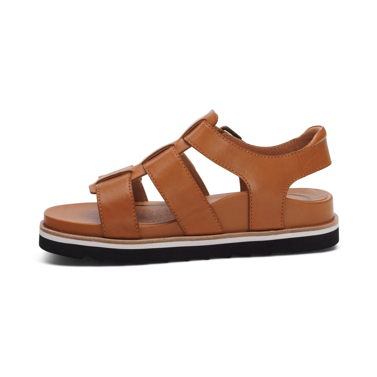 Aetrex Romy Quarter Strap Cork Flat Sandal - Ginger