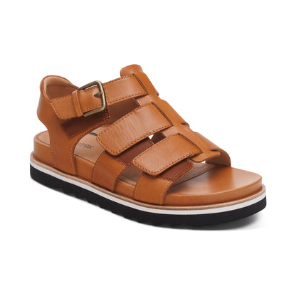 Aetrex Romy Quarter Strap Cork Flat Sandal - Ginger