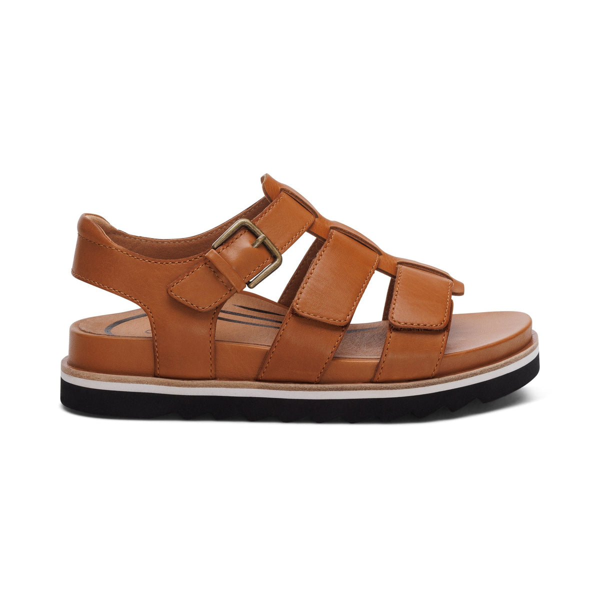 Aetrex Romy Quarter Strap Cork Flat Sandal - Ginger